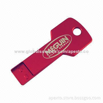 Metal Key-shaped USB Disks with 512MB to 16GB Memory Capacity, Customized Shapes Welcomed